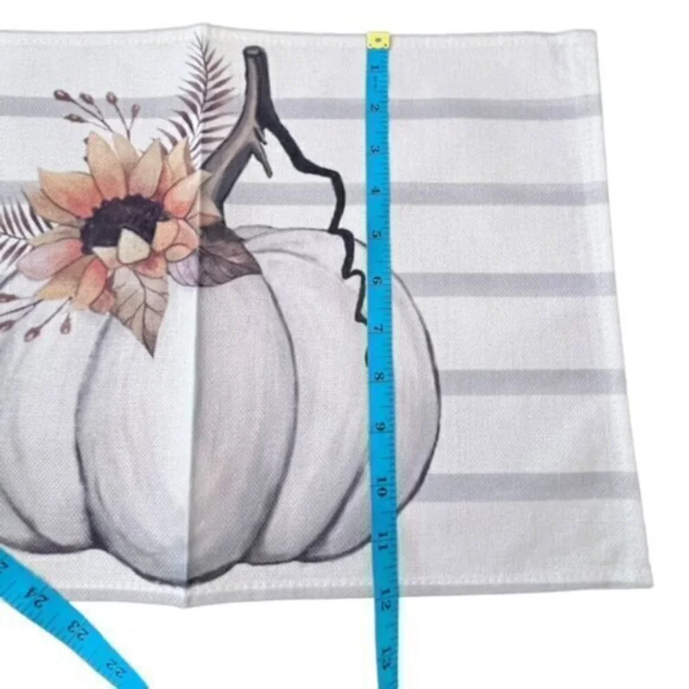 White Pumpkin Table Placemats Set Of 4 NEW FALL Boho Thanksgiving Coastal Farm‎